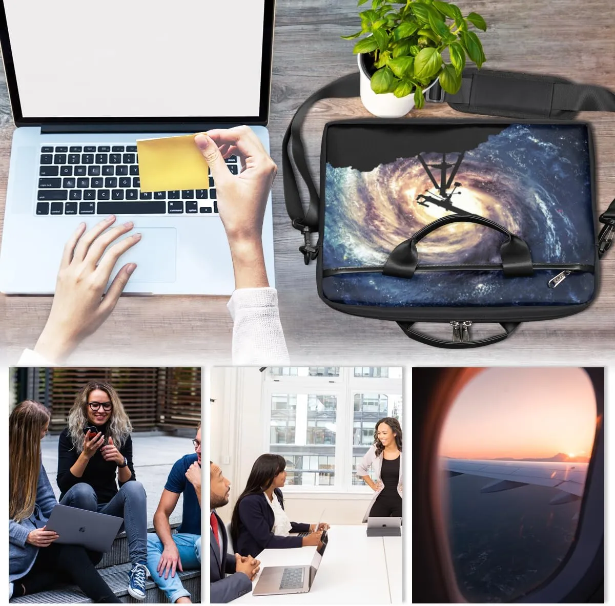 Sleeping Cat Laptop Bag for Men Women 13-15 Inch Case Bags Sleeve Shoulder with Anti Slip Removable The Pad Straps