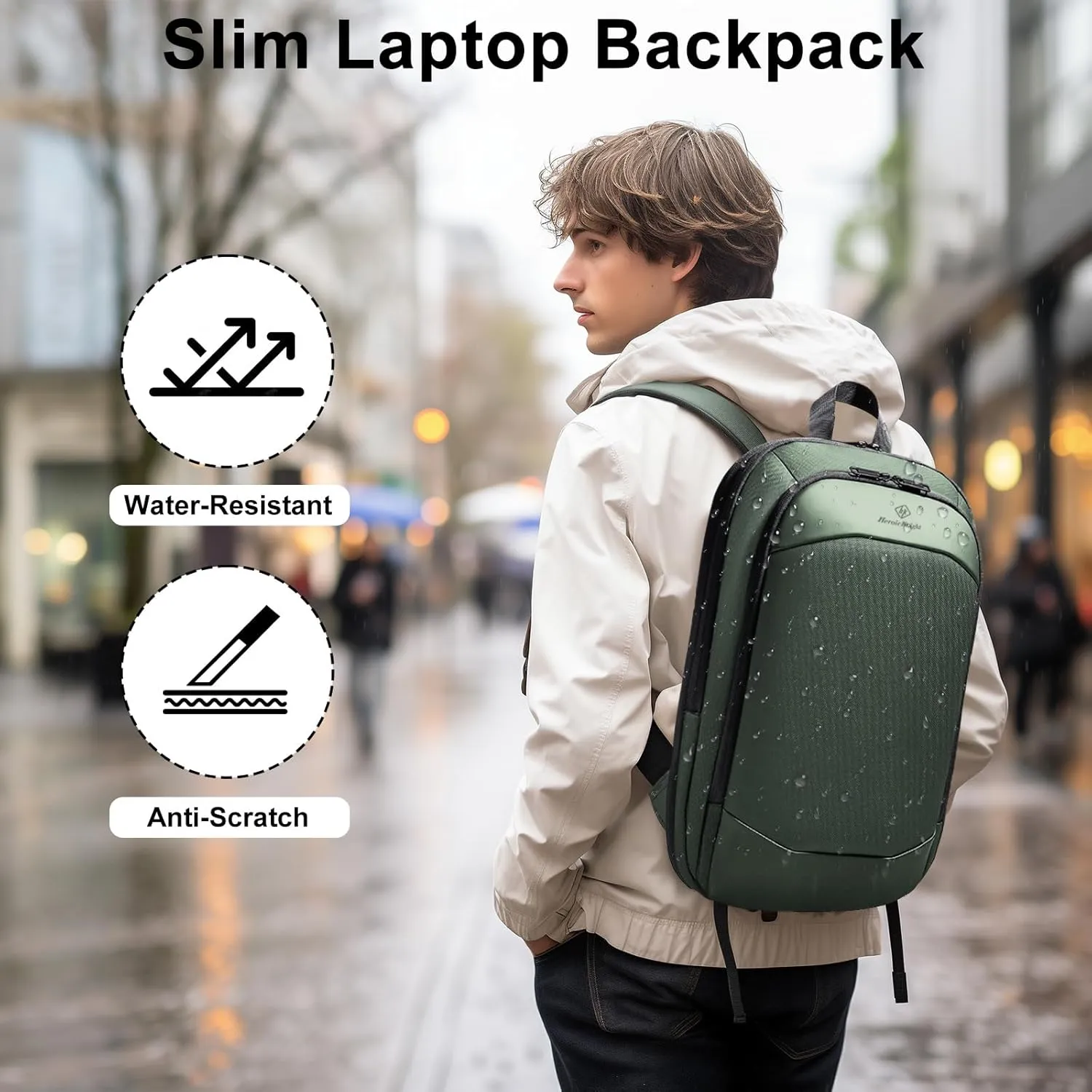 Slim Laptop Backpack for Men,Waterproof Expandable High Tech Business Work Backpack for Men and Women,15.6 Inch Lightweght Anti-theft Travel Backpack Durable College Casual Daypack Computer Laptop Bag