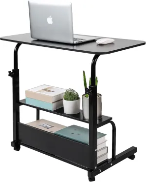 Small Desk for Laptop Small Space Portable Table Living Room Sofa Bedroom Bedside with Storage Home Office Adjustable Height Desk Removable Home Office Table Furniture Size 32 * 16 Inche Black D