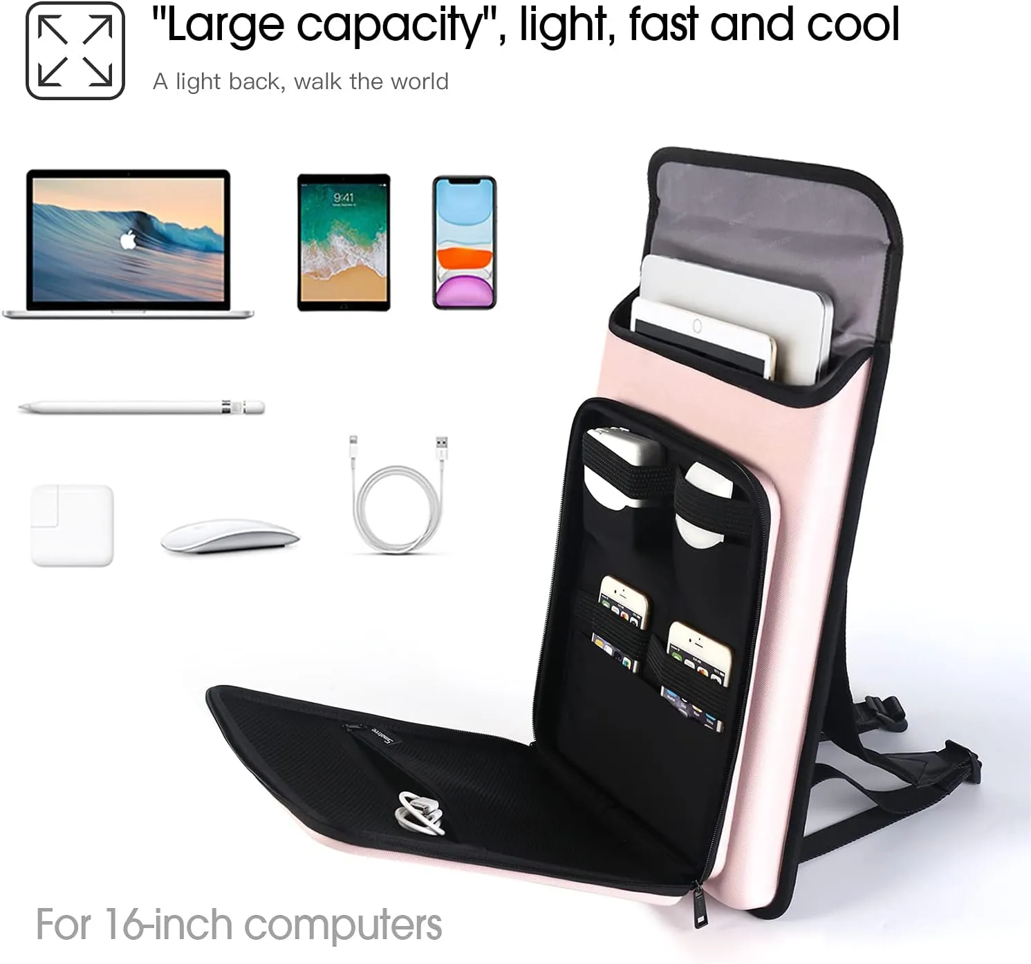 Smatree Business Laptop Backpack for 16.2 inch Macbook Pro 2024 M4/2023 M3 A2780/2021,17.3 inch HP Envy Laptop,16.1 inch HP Victus Gaming Laptop,for ThinkPad P16v Gen 2/1 Mobile Workstation Case(Pink)
