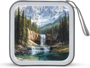 Snow Mountain Melt River Portable CD Case 40 Capacity DVD Storage Box Disc Collection Organizer Bag for Car Home Travel