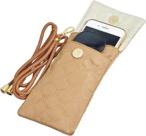 Soft Glasses Case Double Eyeglasses Case for Women with Adjustable Shoulder Strap and Key Chain Cell Phone Purse