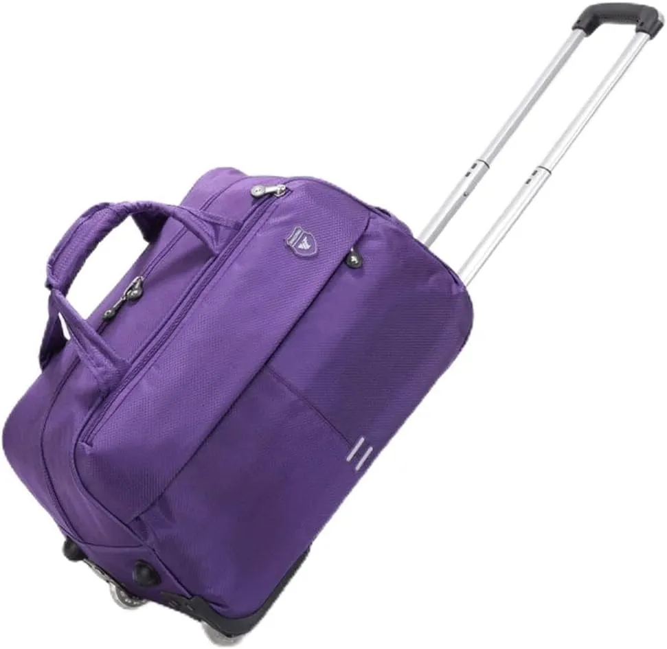 Soft Rolling Tote Travel Bag Suitcases with Wheels, Waterproof Rolling Duffel Bag Wheeled Business Carry on Luggage, Overnight Weekender Bags for Women (Color : Purple, Size : 24 inch)