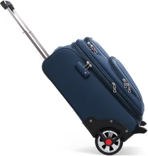 Softside Expandable Luggage with Large Spinner Wheels Carry-On Luggage Suicase (Blue, 21-Inch)