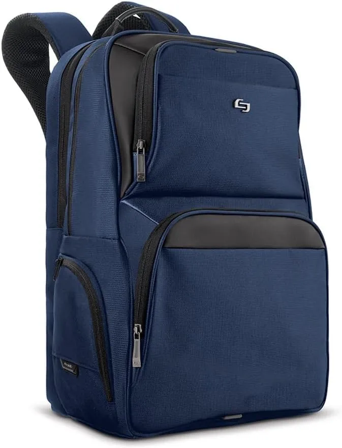 Solo New York Ambition Backpack – Stylish 17.3" Laptop Backpack with Tablet Pocket, Organizer Section, Padded Back & Straps – Perfect for Professionals & Travel (Navy)