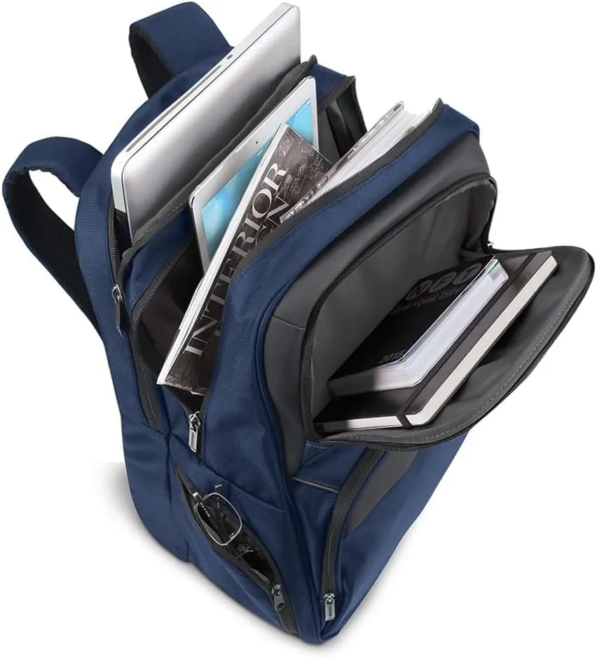 Solo New York Ambition Backpack – Stylish 17.3" Laptop Backpack with Tablet Pocket, Organizer Section, Padded Back & Straps – Perfect for Professionals & Travel (Navy)