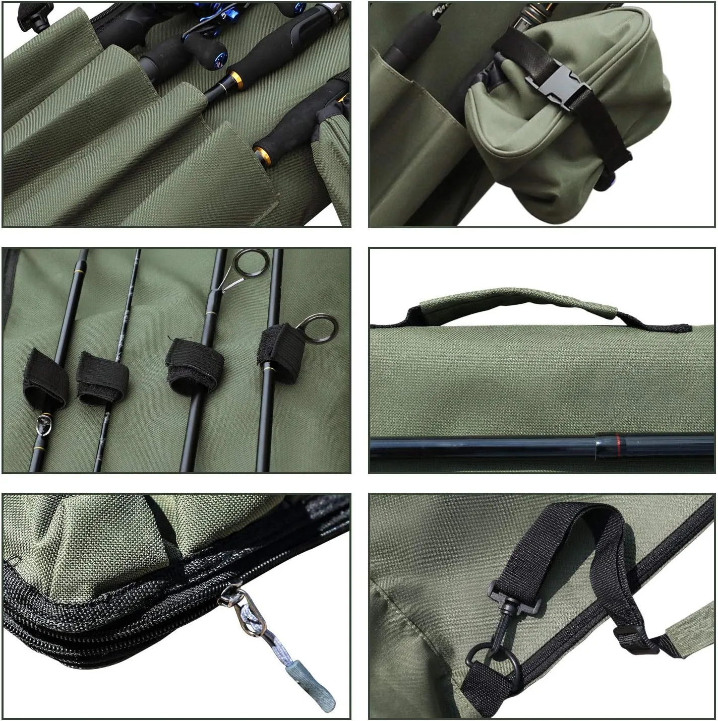 Sougayilang Fishing Rod Bag Canvas Rod Case Organizer Pole Storage Bag Fishing Rod and Reel Carrier Organizer for Travel, Gift for Father, Boyfriend and Family