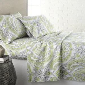 Southshore Fine Living, Inc. Pure Melody Collection, 4-Piece Queen Size Bed Sheets Set, 14" Extra Deep Pocket Queen Fitted Sheet, Green Flat Sheet, Green Sheets and Pillow Cases, Premium Bedding Set