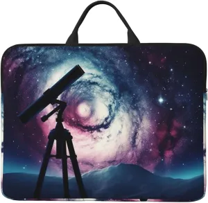 Space Galaxy with Telescope Laptop Case Sleeve 14" Laptop Bag Shockproof Computer Carrying Cover Protective Notebook Case