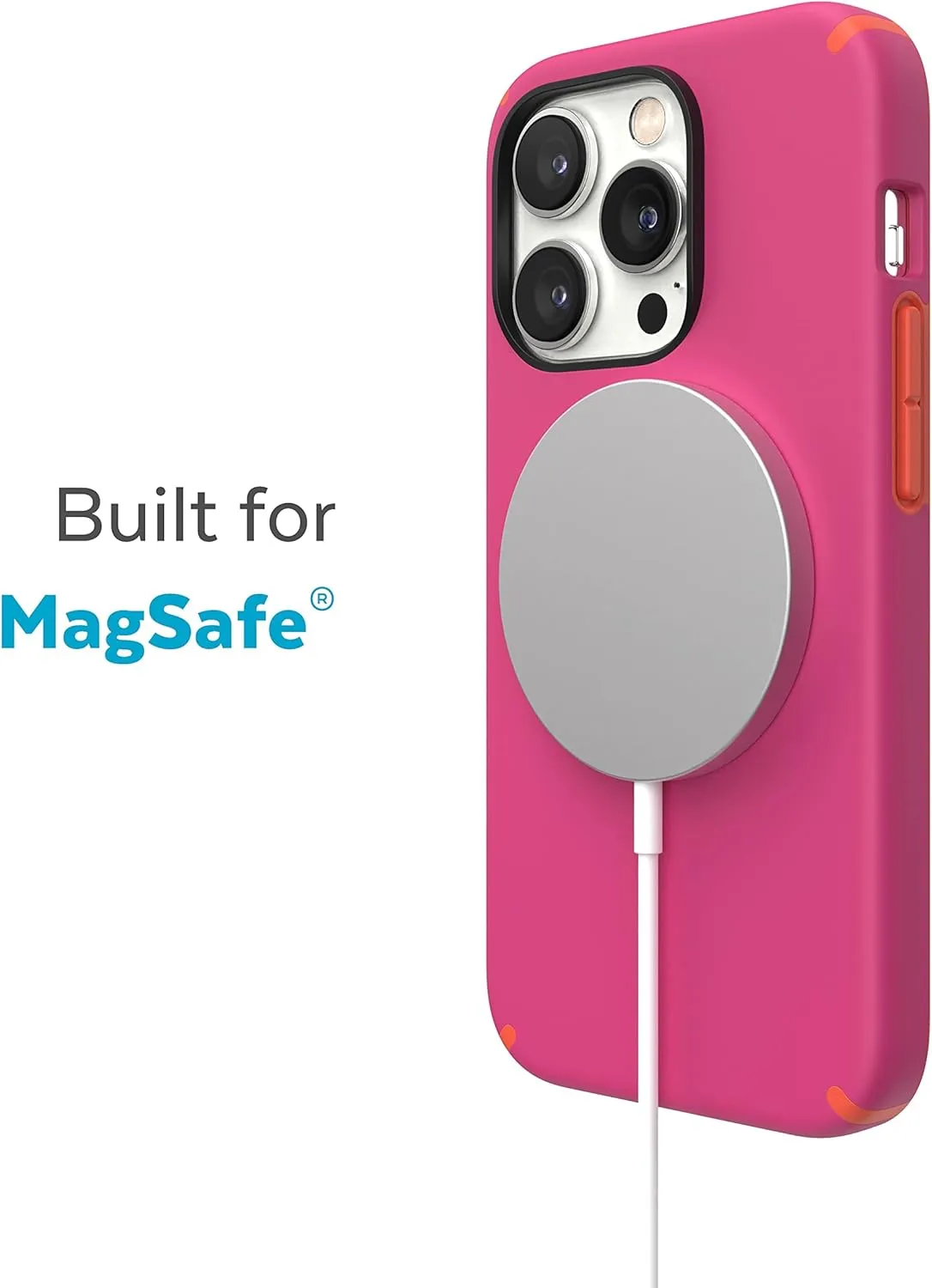 Speck for iPhone 14 Pro Case - Drop Protection, Scratch Resistant, Built for MagSafe Phone Case with Soft Touch Coating - 6.1" Model Case - Digital Pink, Energy Red Candyshell Pro