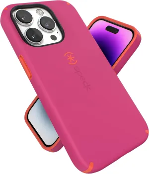 Speck for iPhone 14 Pro Case - Drop Protection, Scratch Resistant, Built for MagSafe Phone Case with Soft Touch Coating - 6.1" Model Case - Digital Pink, Energy Red Candyshell Pro