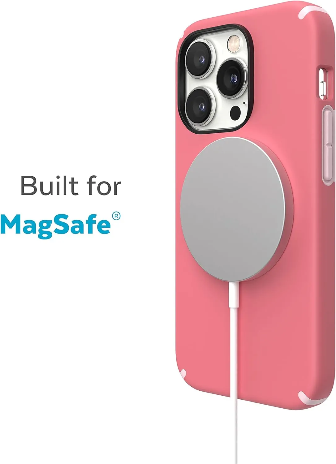 Speck IPhone 14 Pro Case - Built for MagSafe, Slim Phone Case with Drop Protection, Scratch Resistant - Soft Touch for 6.1 Inch Case IPhone 14 Pro - Sweet Coral, Light Coral CandyShell Pro