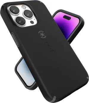 Speck iPhone 14 Pro Case - Built for MagSafe, Slim Phone Case with Drop Protection, Scratch Resistant - Soft Touch for 6.1 Inch iPhone 14 Pro Case - Dual Layer Case, Black, Slate Grey CandyShell Pro