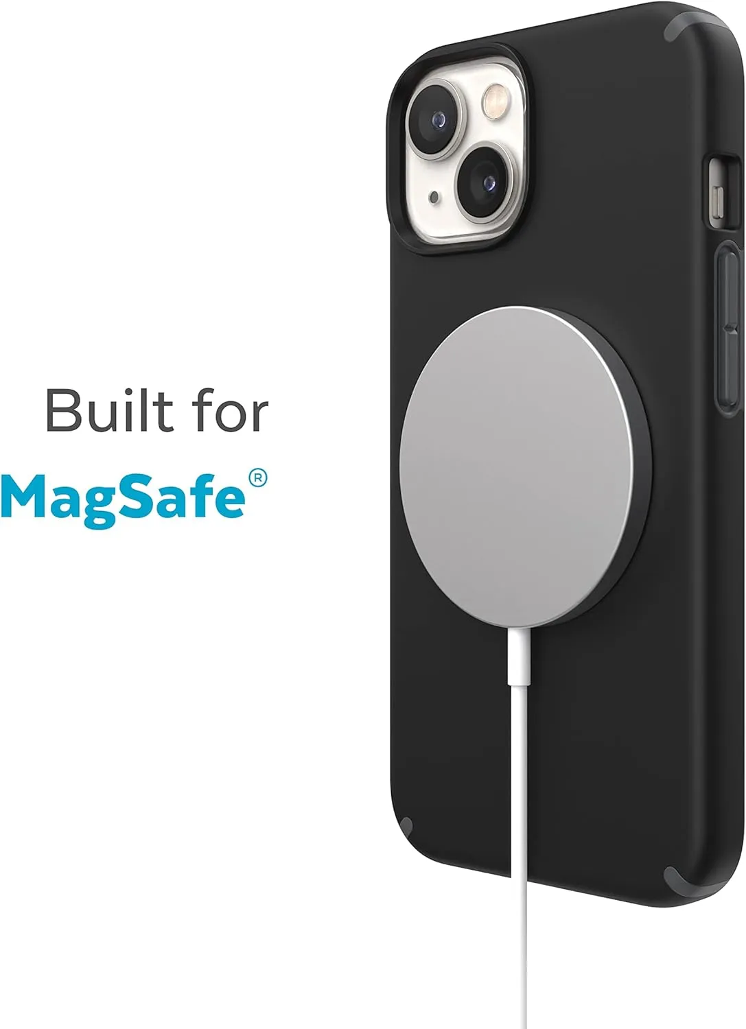 Speck iPhone 14 Pro Case - Built for MagSafe, Slim Phone Case with Drop Protection, Scratch Resistant - Soft Touch for 6.1 Inch iPhone 14 Pro Case - Dual Layer Case, Black, Slate Grey CandyShell Pro