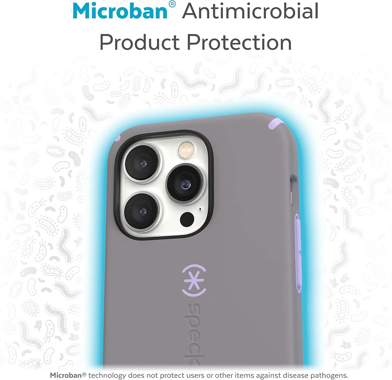 Speck iPhone 14 Pro Case - Slim, Drop Protection, Scratch Resistant, Dual Layer, Cloudy Grey/Spring Purple CandyShell Pro