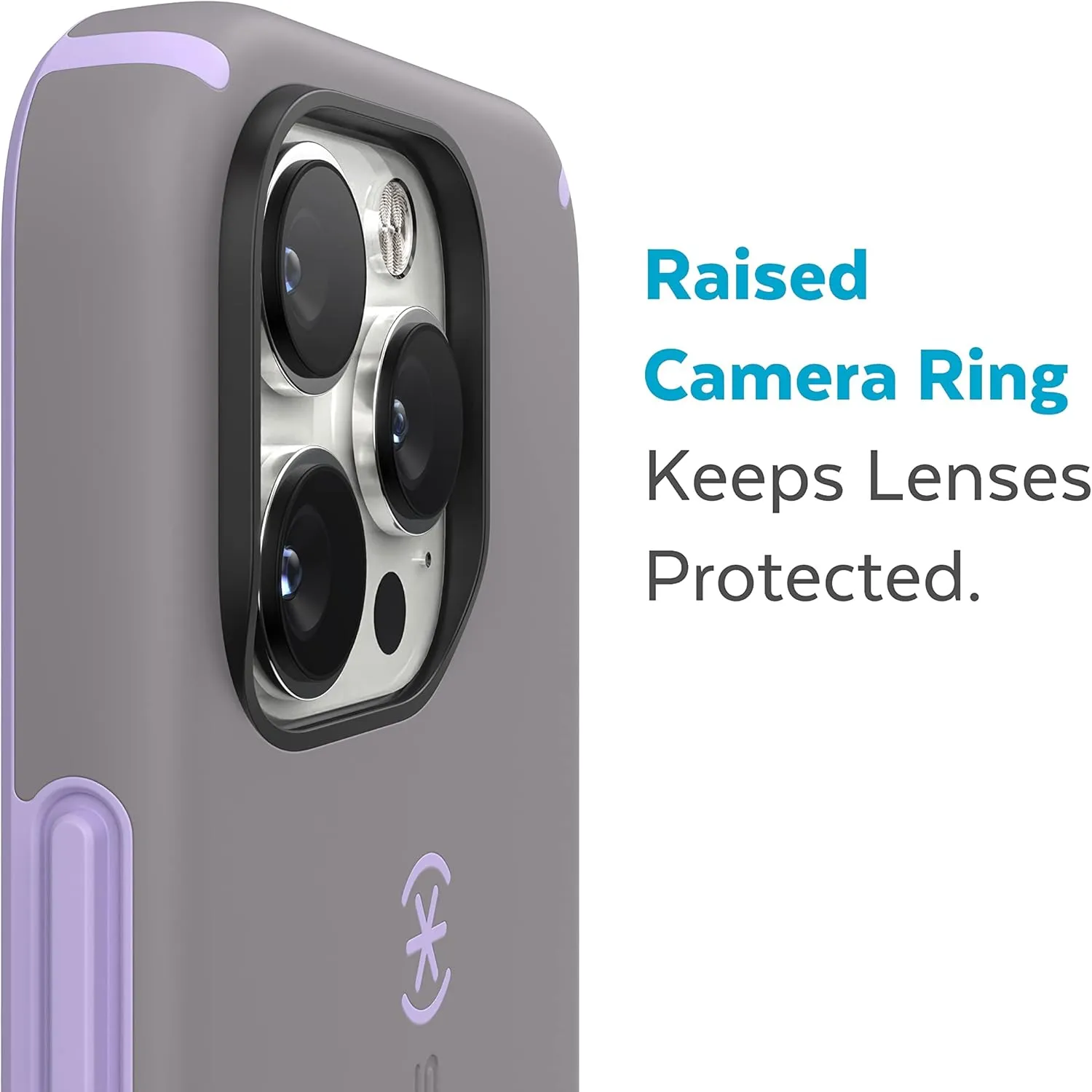 Speck iPhone 14 Pro Case - Slim, Drop Protection, Scratch Resistant, Dual Layer, Cloudy Grey/Spring Purple CandyShell Pro