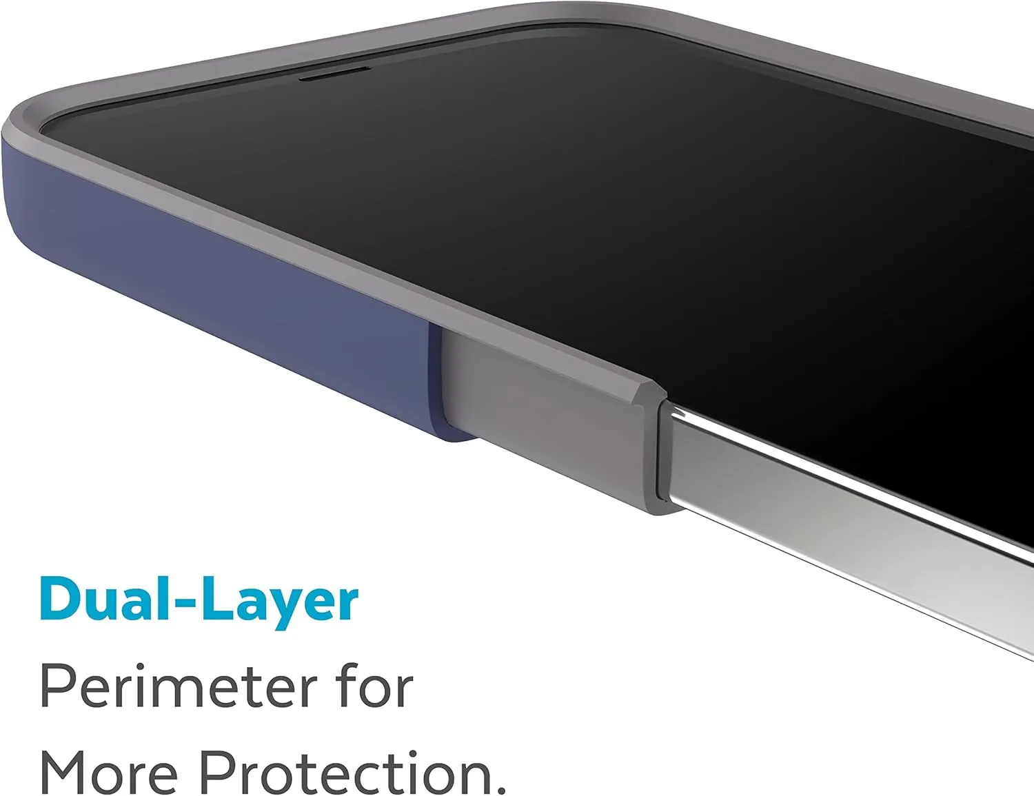 Speck iPhone 14 Pro Case - Slim, Drop Protection, Scratch Resistant, Soft Touch, Dual Layer, Prussian Blue/Cloudy Grey CandyShell Pro