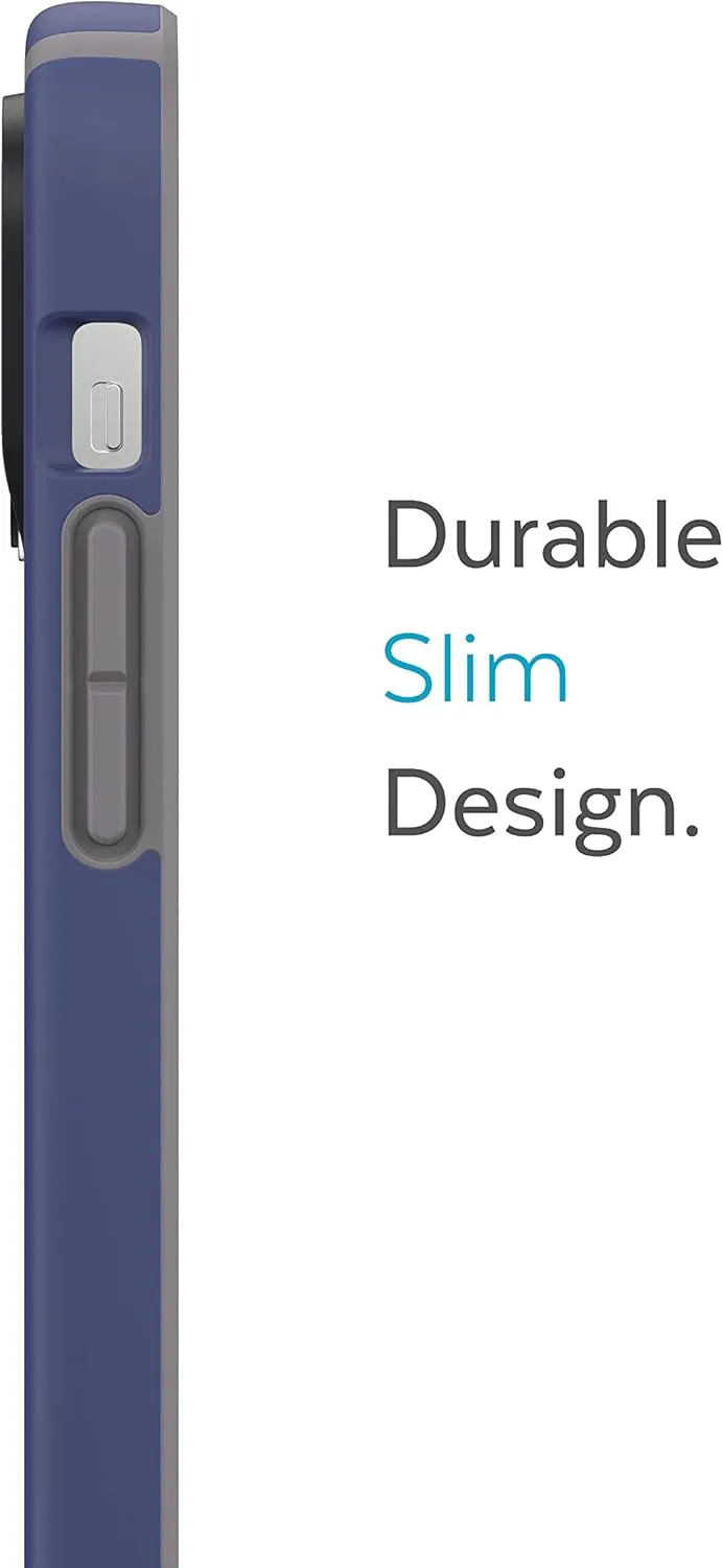 Speck iPhone 14 Pro Case - Slim, Drop Protection, Scratch Resistant, Soft Touch, Dual Layer, Prussian Blue/Cloudy Grey CandyShell Pro