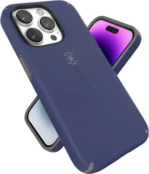 Speck iPhone 14 Pro Case - Slim, Drop Protection, Scratch Resistant, Soft Touch, Dual Layer, Prussian Blue/Cloudy Grey CandyShell Pro