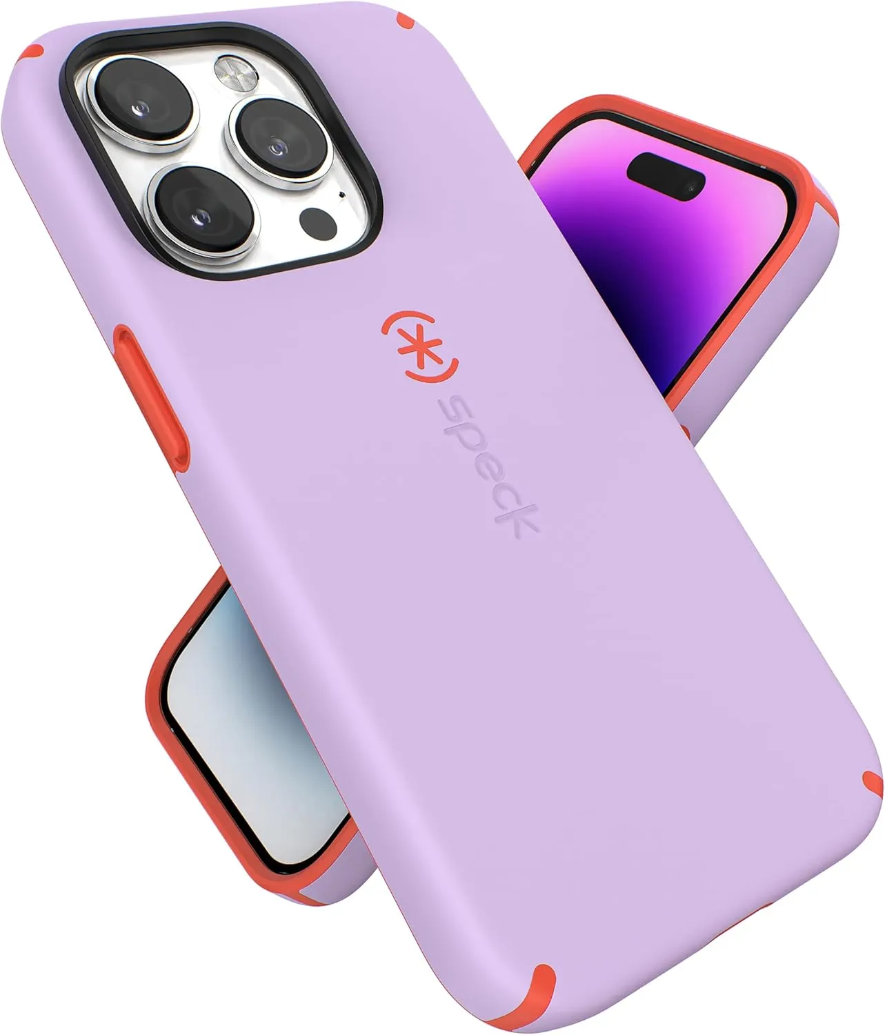 Speck iPhone 14 Pro Case - Slim, Drop Protection, Scratch Resistant, Soft Touch for 6.1 inch iPhone 14 Pro - Dual Layer, Spring Purple/Energy Red CandyShell Pro