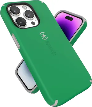 Speck iPhone 14 Pro Case - Slim Phone Case with Drop Protection, Scratch Resistant with Soft Touch for 6.1 inch iPhone 14 Pro Case - Dual Layer Case, Renew Green/Sweater Grey CandyShell Pro