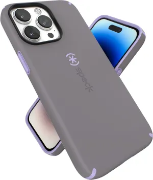 Speck iPhone 14 Pro Max Case - Slim Phone Case, Drop Protection, Scratch Resistant with Soft Touch for 6.7 inch iPhone14 Pro Max Case - Dual Layer Case, Cloudy Grey/Spring Purple CandyShell Pro