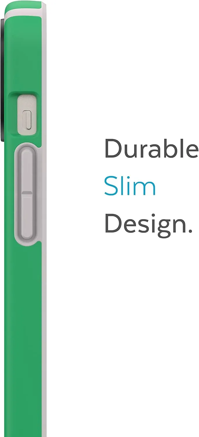 Speck iPhone 15 Plus & 14 Plus Case - Slim Phone Case with Drop Protection, Scratch Resistant with Soft Touch for 6.7 inch iPhones - Dual Layer Case, Renew Green/Sweater Grey Candyshell Pro