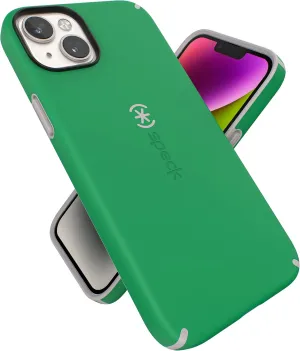 Speck iPhone 15 Plus & 14 Plus Case - Slim Phone Case with Drop Protection, Scratch Resistant with Soft Touch for 6.7 inch iPhones - Dual Layer Case, Renew Green/Sweater Grey Candyshell Pro