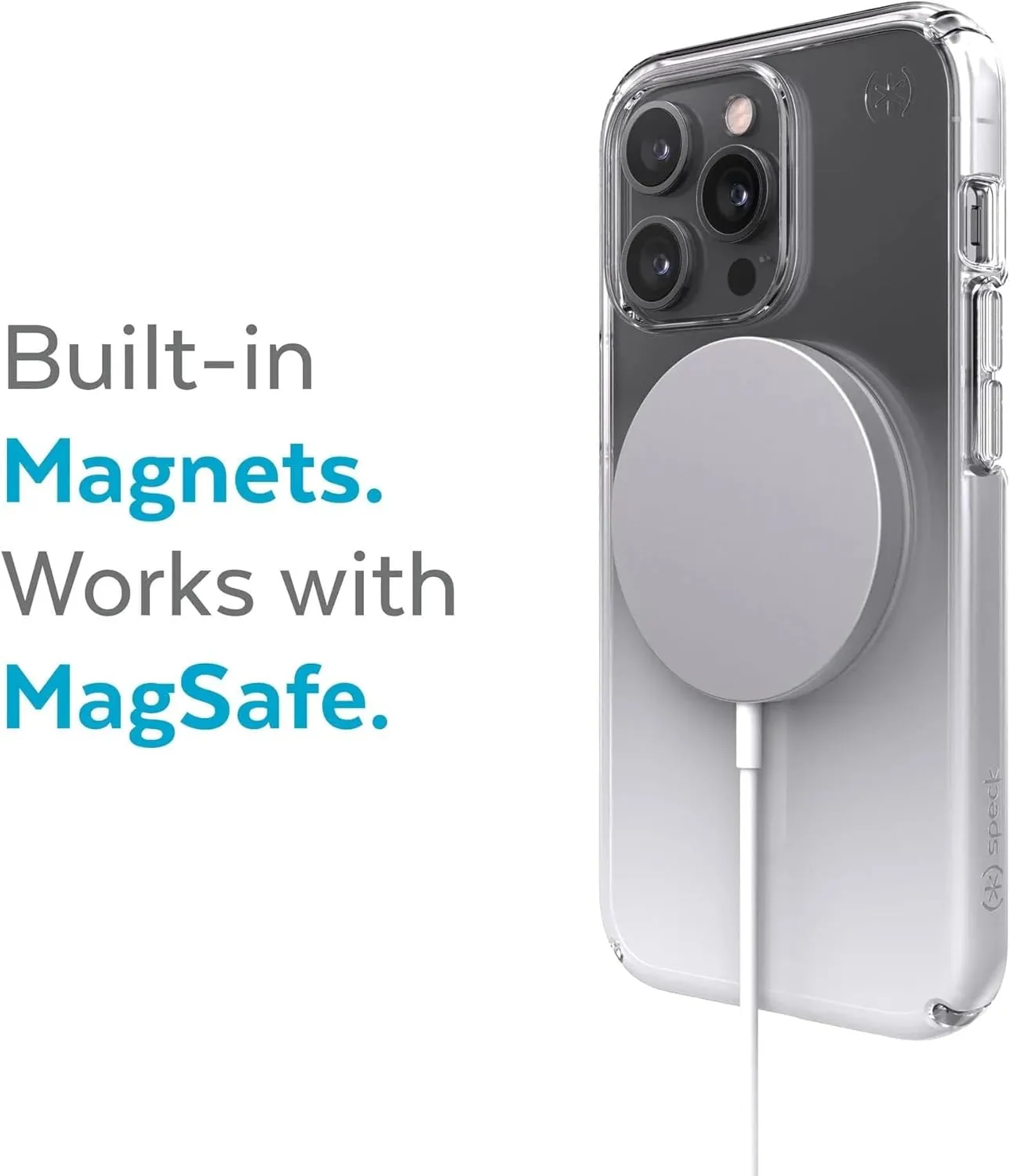 Speck Presidio Perfect-Clear Ombre iPhone 13 Pro Case - Built for MagSafe, Drop & Camera Protection - Scratch Resistant, 6.1 Inch Phone Case - Clear/Atmosphere Fade