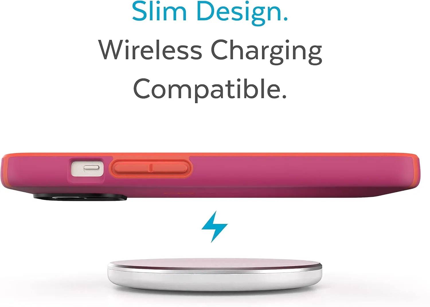 Speck Slim iPhone Case - Drop Protection, Scratch Resistant, Soft Touch for 6.1 inch iPhones - Dual Layer CandyShell Pro, Digital Pink/Energy Red
