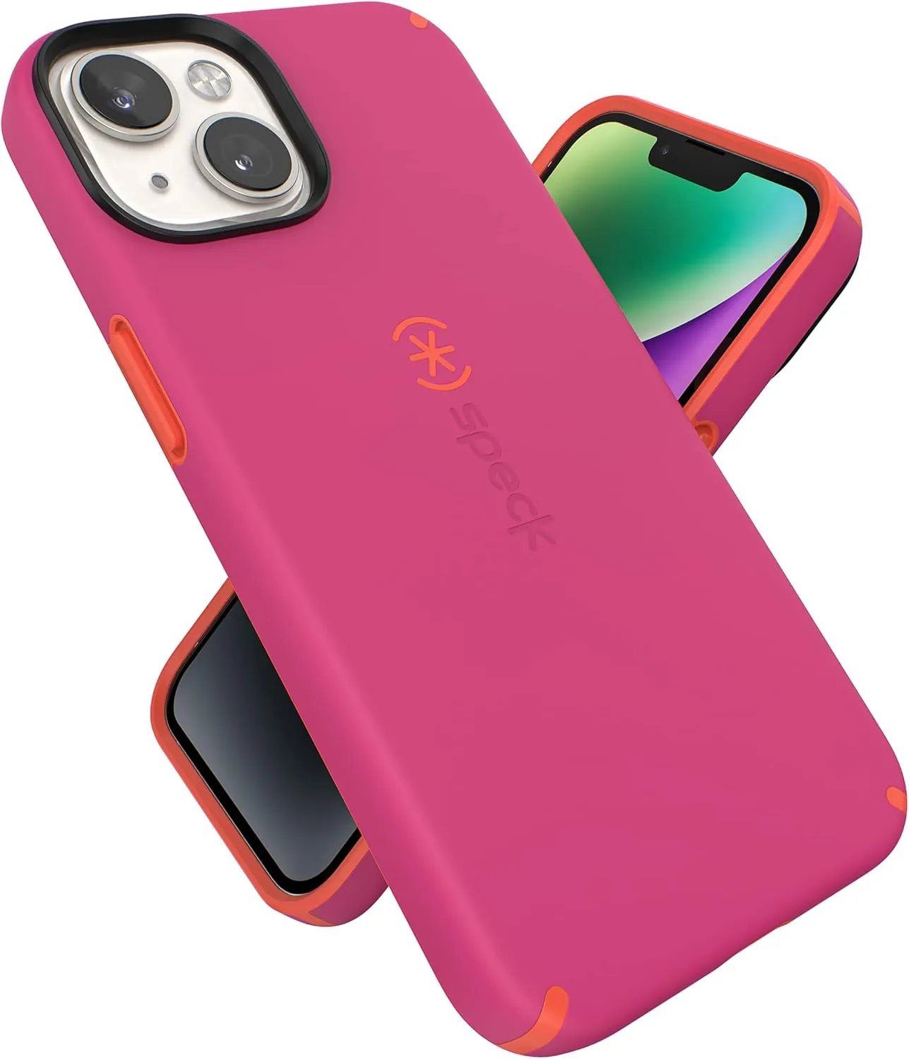 Speck Slim iPhone Case - Drop Protection, Scratch Resistant, Soft Touch for 6.1 inch iPhones - Dual Layer CandyShell Pro, Digital Pink/Energy Red