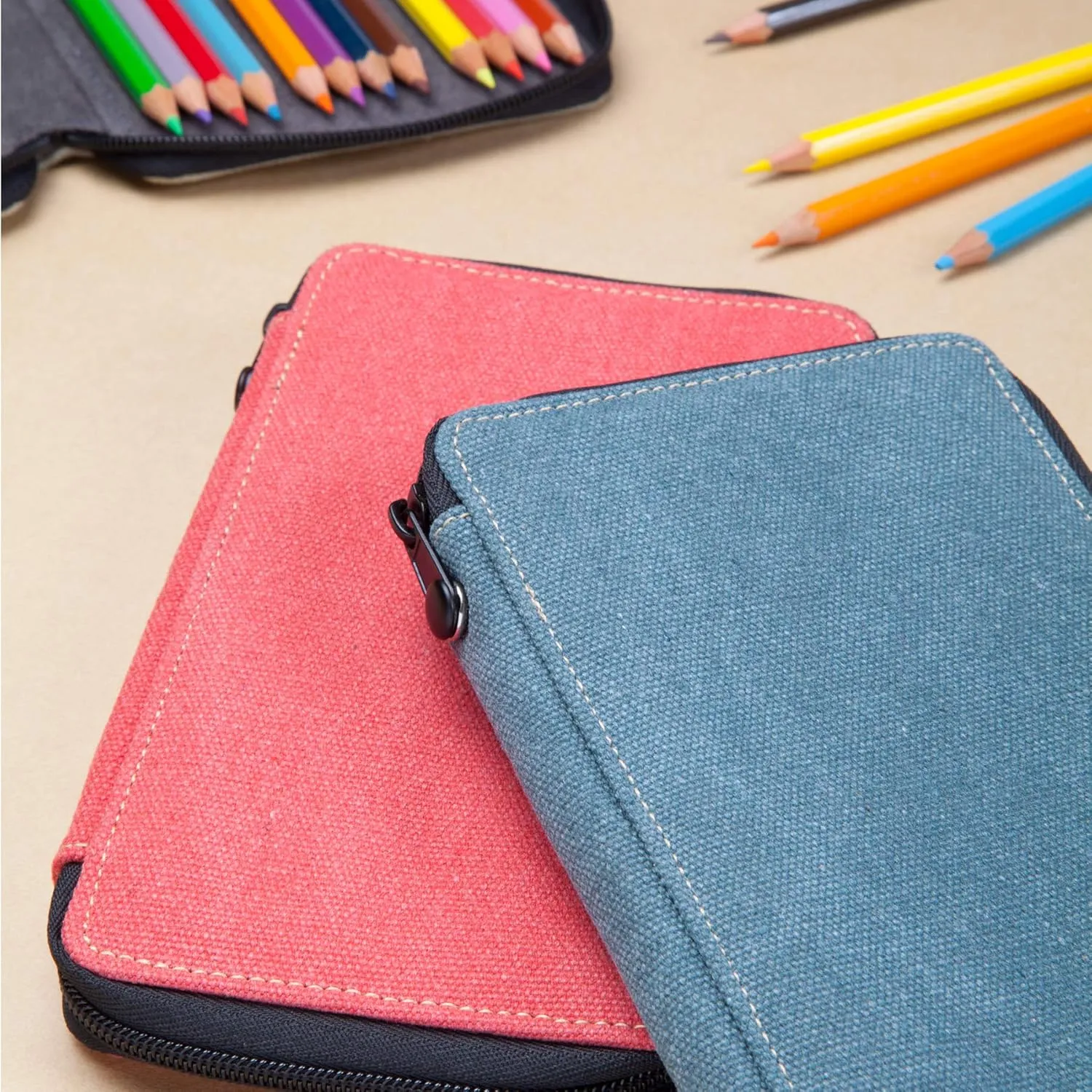 Speedball Art Products Canvas Pencil Case Holds Up To 120 Pencils, Steel Blue