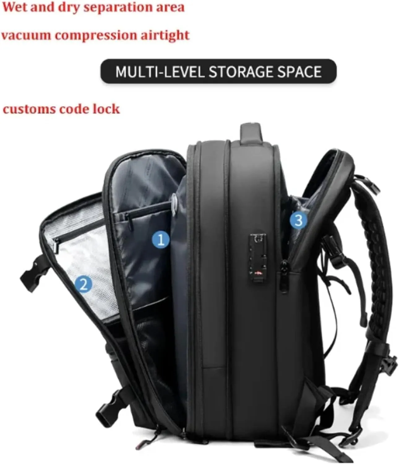 Spence Vac Backpack, Ezy Vac Backpack, Ezyvac Rucksack, Easyvacpack, Vacuum Bag with Anti Theft Lock (Gray with Pump)