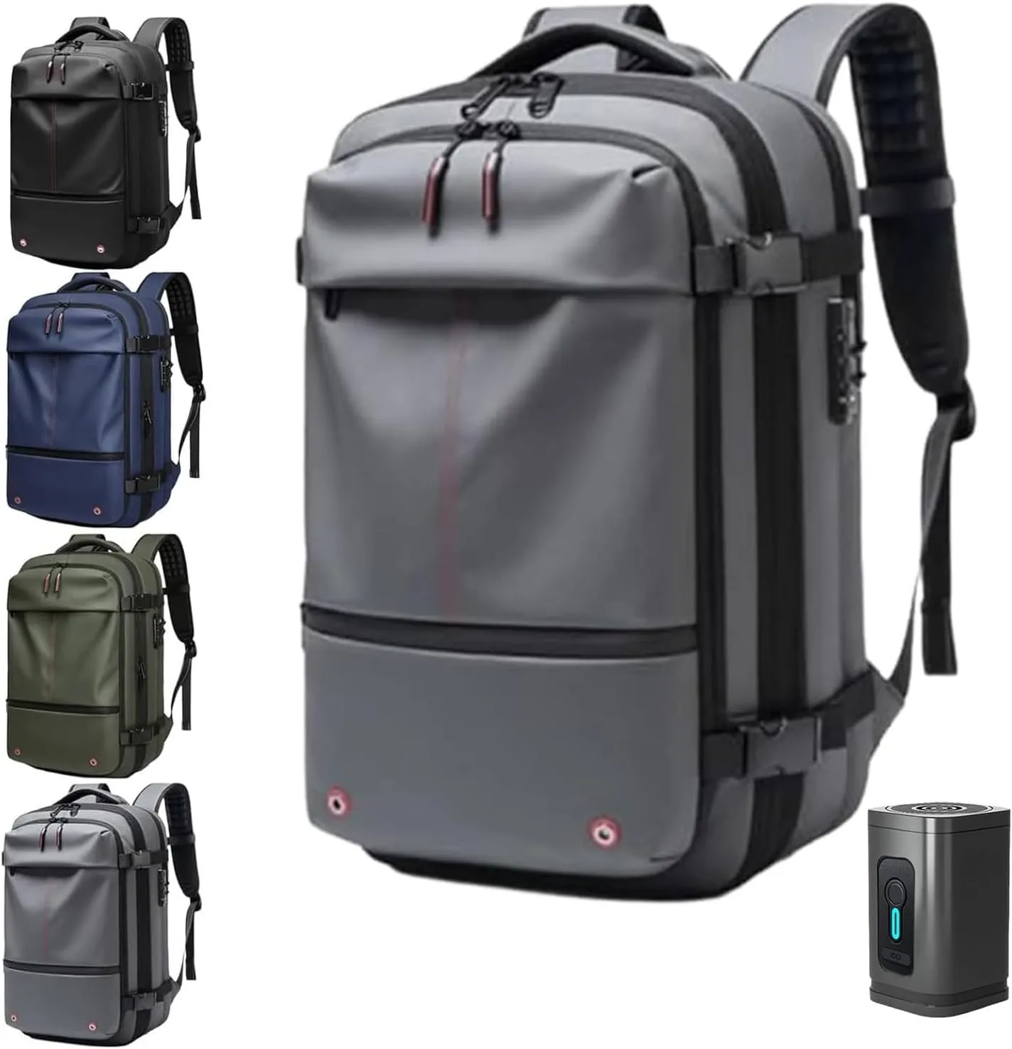 Spence Vac Backpack, Ezy Vac Backpack, Ezyvac Rucksack, Easyvacpack, Vacuum Bag with Anti Theft Lock (Gray with Pump)