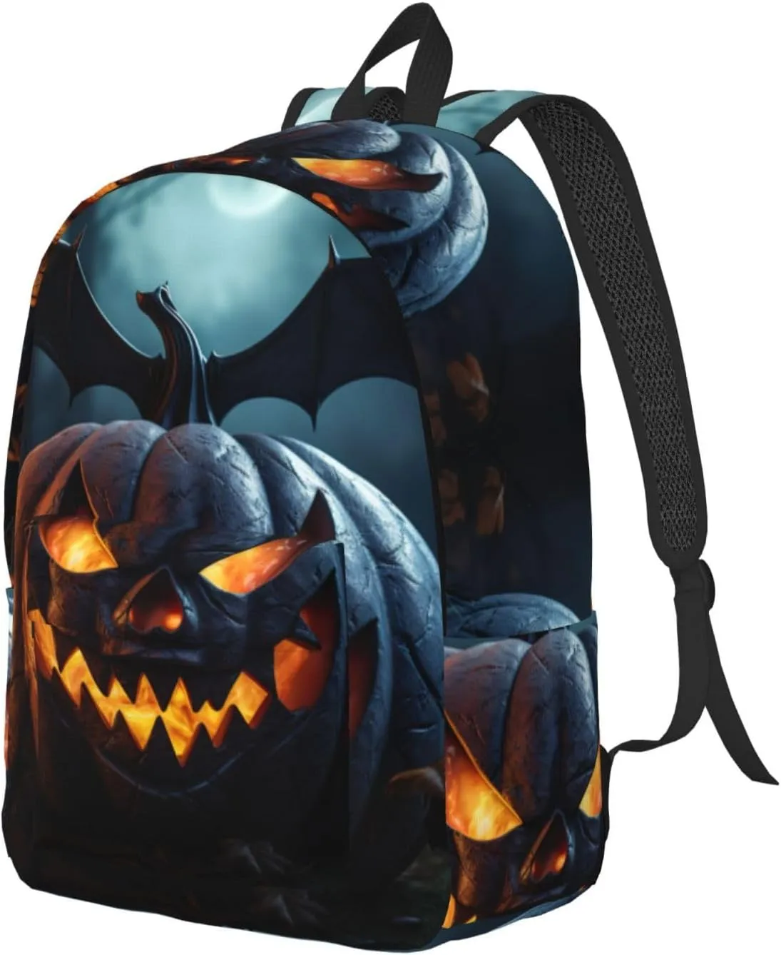 Spider Pumpkin Print Vintage Canvas Backpack,Travel Bag,Stylish And Lightweight With Multiple Pockets