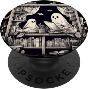 Spooky Ghosts Reading Books Library Bookworm Retro Bookish PopSockets Adhesive PopGrip