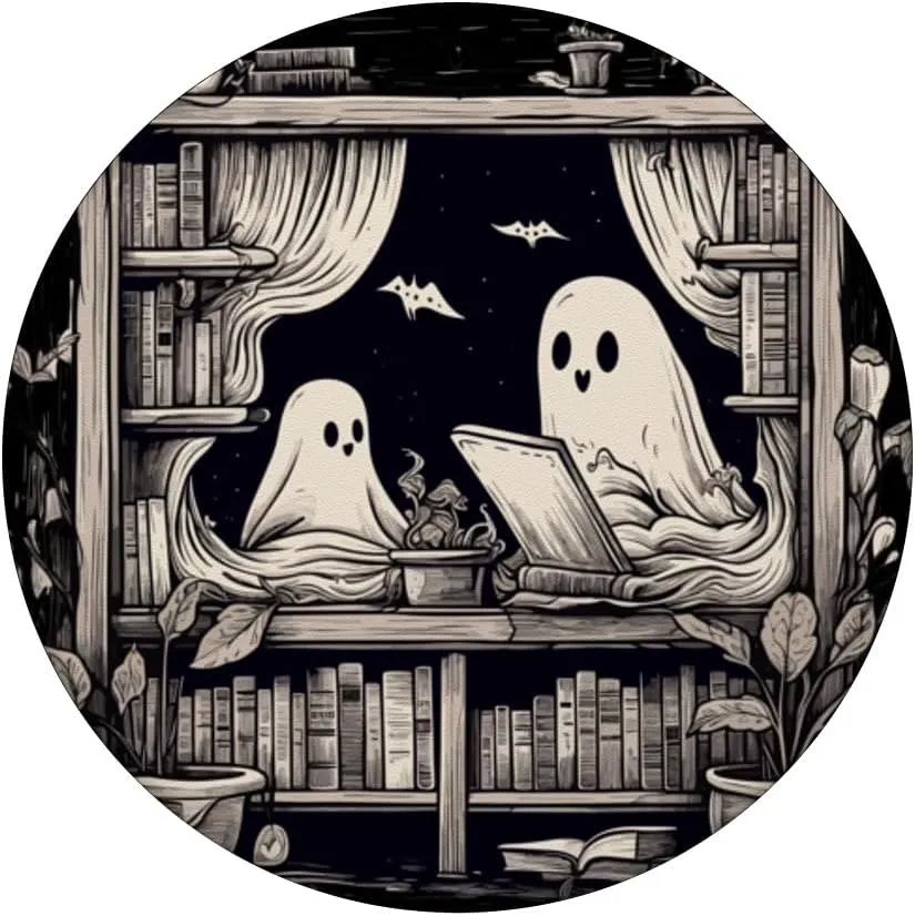 Spooky Ghosts Reading Books Library Bookworm Retro Bookish PopSockets Adhesive PopGrip