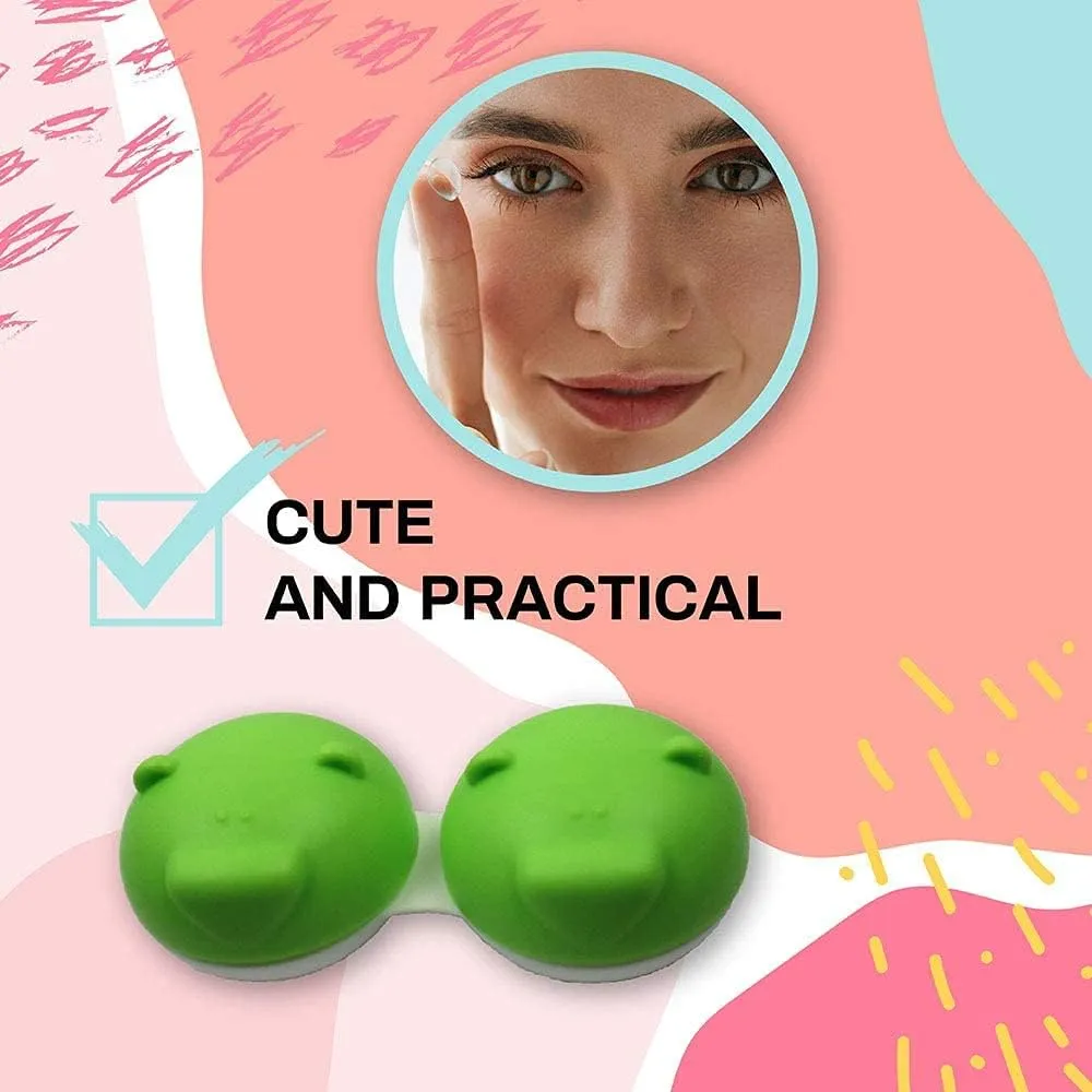 SPORTS WORLD VISION 3 x Bear Range Fun Cute Animal Orange Contact Lens Cases, Lightweight, Portable and Distinctive Design, Cute and Fun Travel Contact Lens Storage/Soaking Case Free PP