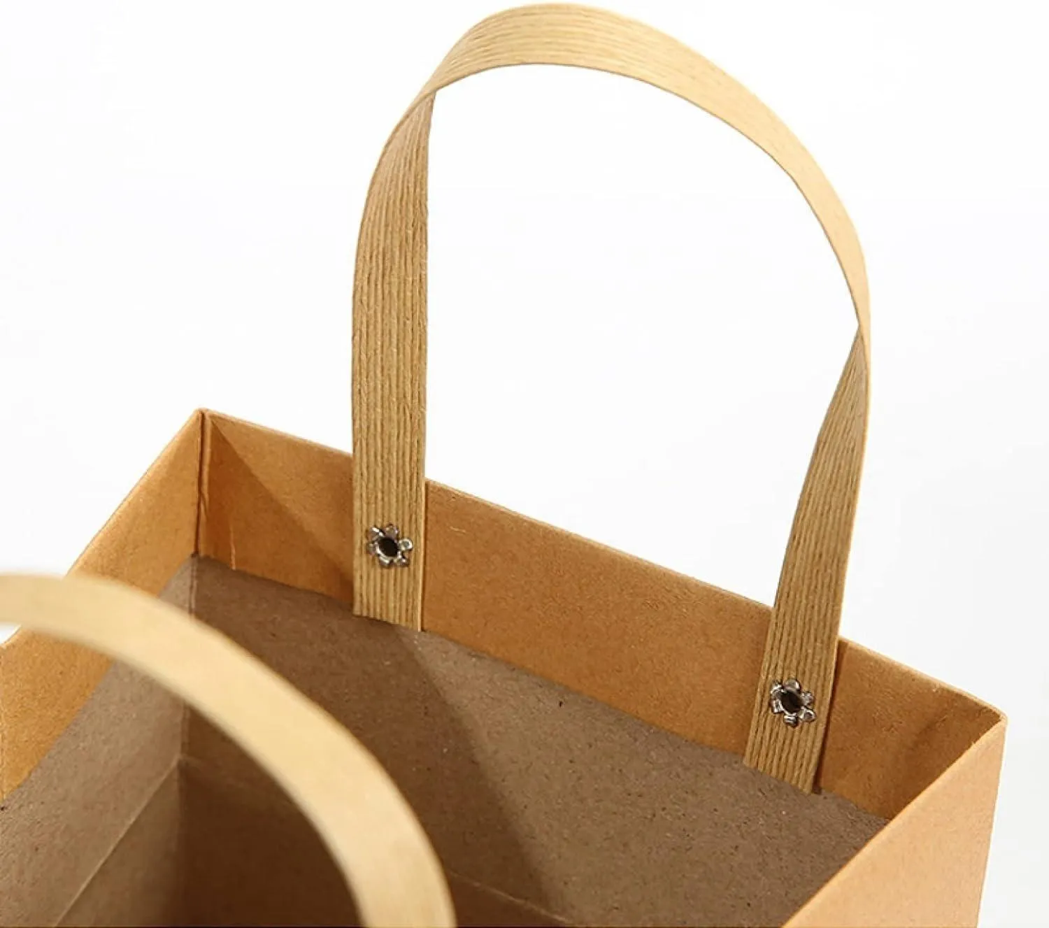 Square Paper Bags Natural Kraft Pack 25PCS