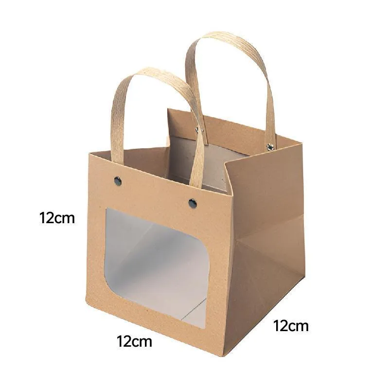 Square Paper Bags Natural Kraft Pack 25PCS