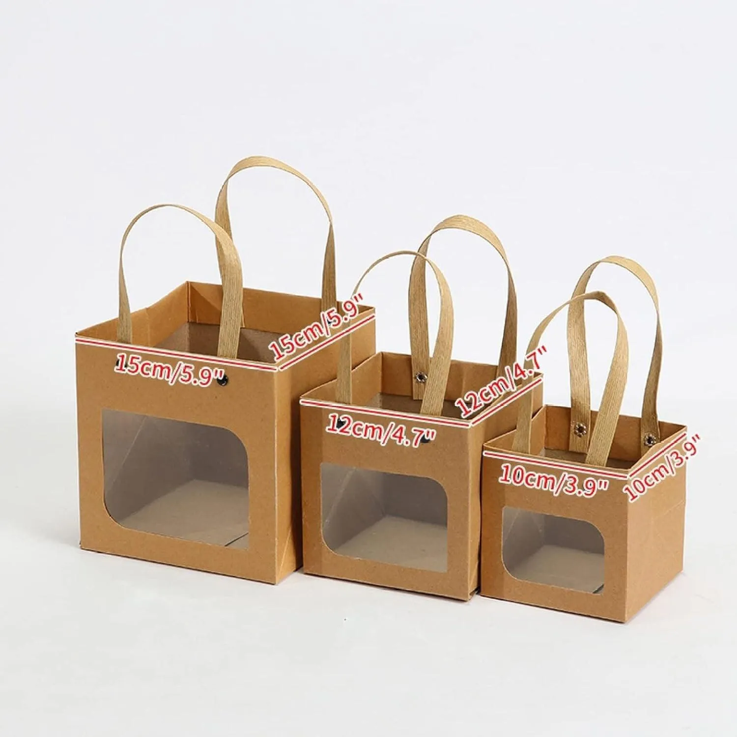 Square Paper Bags Natural Kraft Pack 25PCS