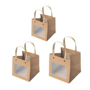 Square Paper Bags Natural Kraft Pack 25PCS