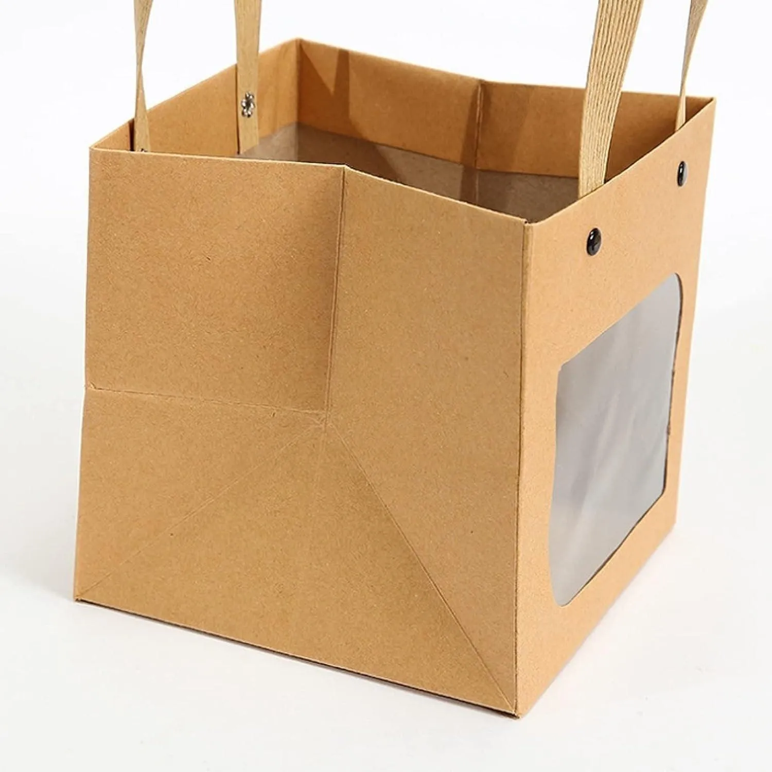 Square Paper Bags Natural Kraft Pack 25PCS
