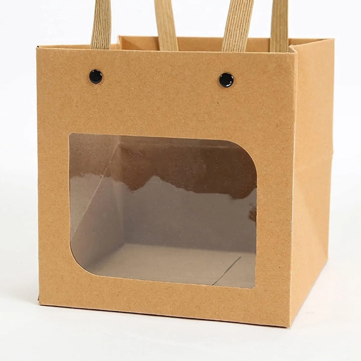 Square Paper Bags Natural Kraft Pack 25PCS