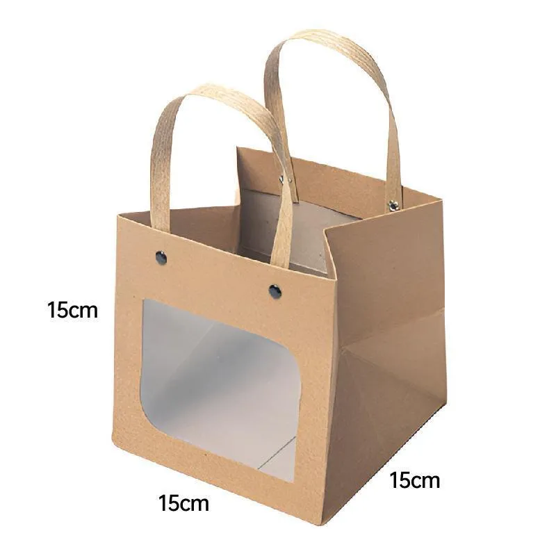 Square Paper Bags Natural Kraft Pack 25PCS