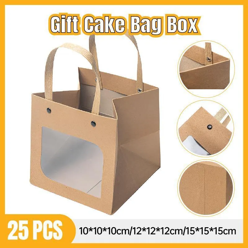 Square Paper Bags Natural Kraft Pack 25PCS