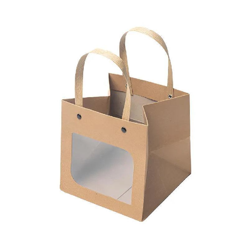 Square Paper Bags Natural Kraft Pack 25PCS