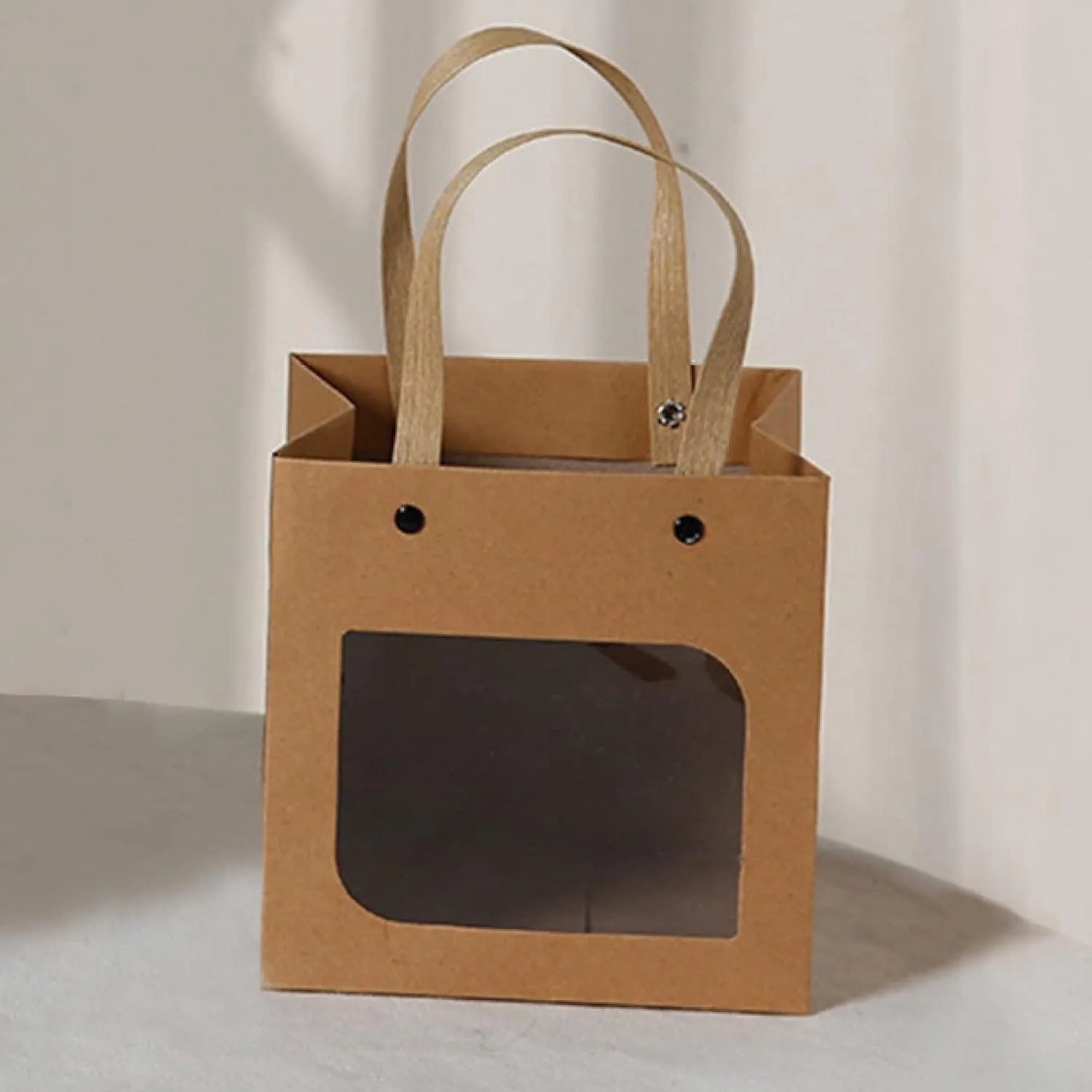 Square Paper Bags Natural Kraft Pack 25PCS
