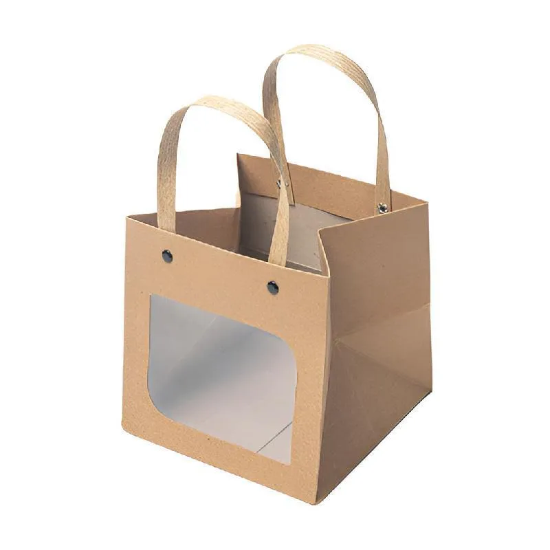 Square Paper Bags Natural Kraft Pack 25PCS