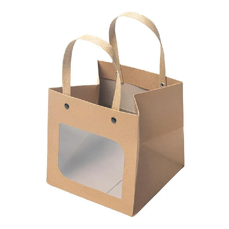 Square Paper Bags Natural Kraft Pack 25PCS